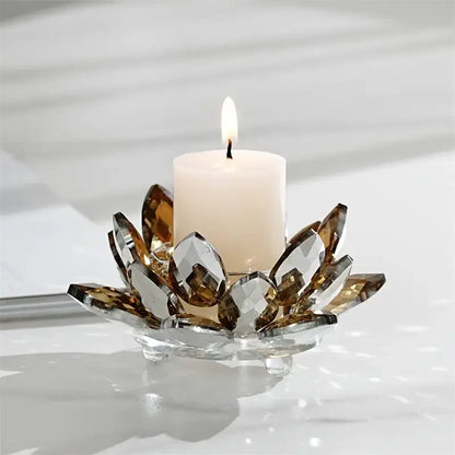Colorful crystal lotus candle holder dining room aromatherapy base