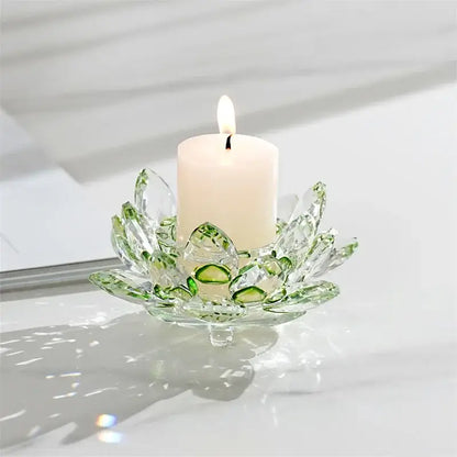 Colorful crystal lotus candle holder dining room aromatherapy base