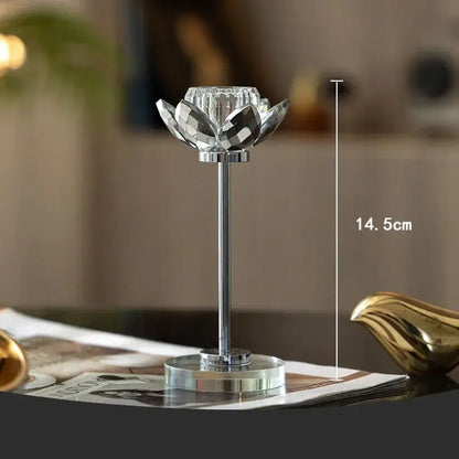 Elegant gold and crystal lotus candle holder set dining room decor