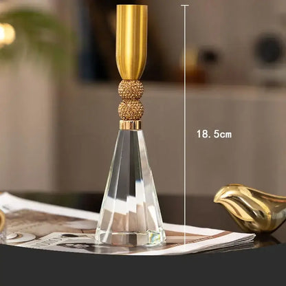 Elegant gold and crystal lotus candle holder set dining room decor