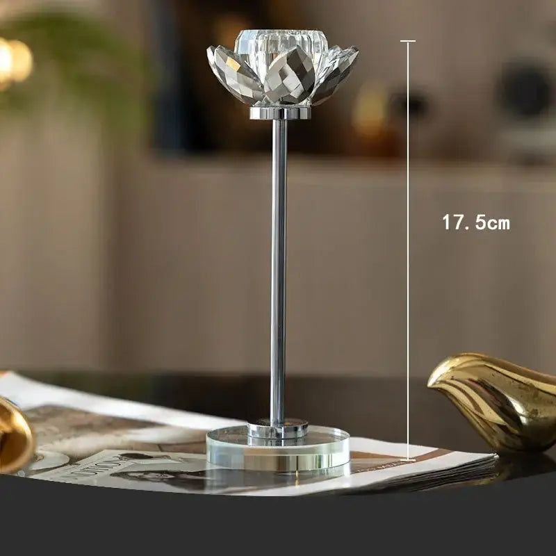Elegant gold and crystal lotus candle holder set dining room decor