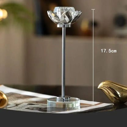 Elegant gold and crystal lotus candle holder set dining room decor