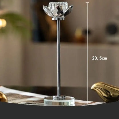 Elegant gold and crystal lotus candle holder set dining room decor