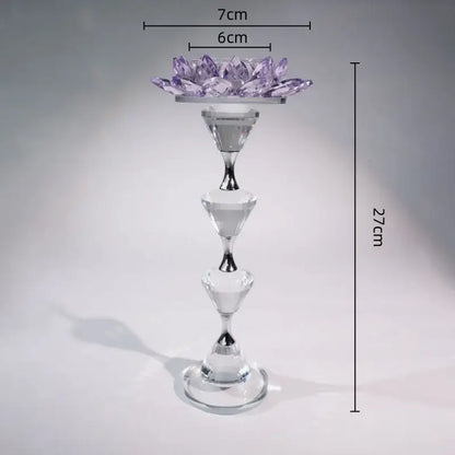 Pink and clear crystal lotus candle holder dining room decor