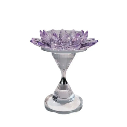 Pink and clear crystal lotus candle holder dining room decor