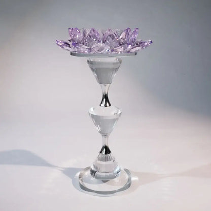 Pink and clear crystal lotus candle holder dining room decor