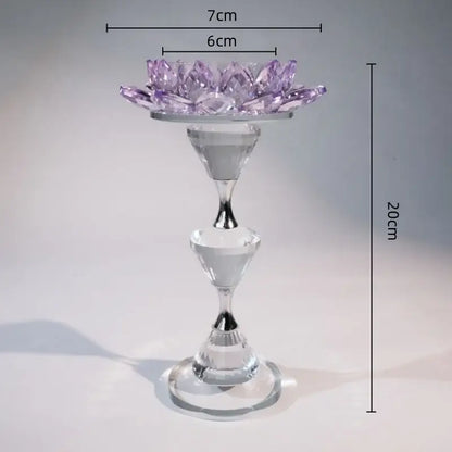 Pink and clear crystal lotus candle holder dining room decor