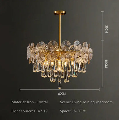 Nordic golden crystal lotus chandelier for dining room luxury glass