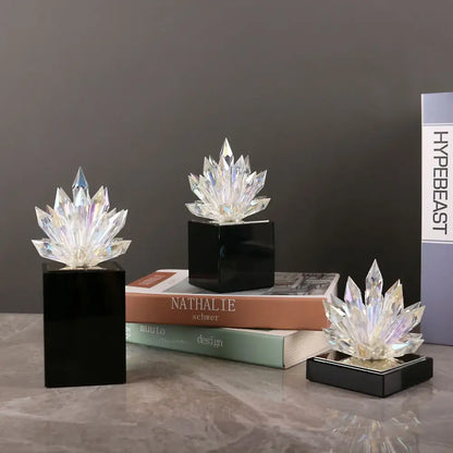 Translucent faceted crystal lotus tabletop decoration living room