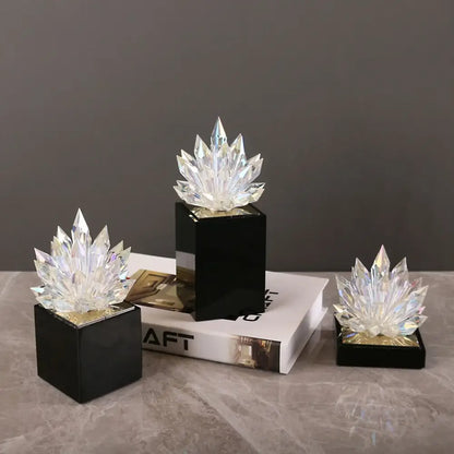 Translucent faceted crystal lotus tabletop decoration living room