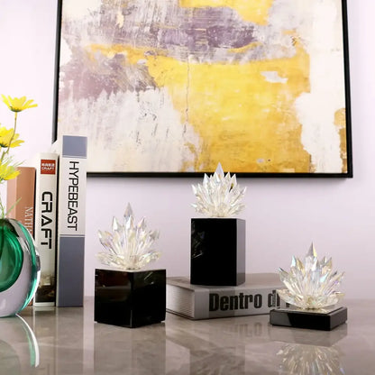 Translucent faceted crystal lotus tabletop decoration living room