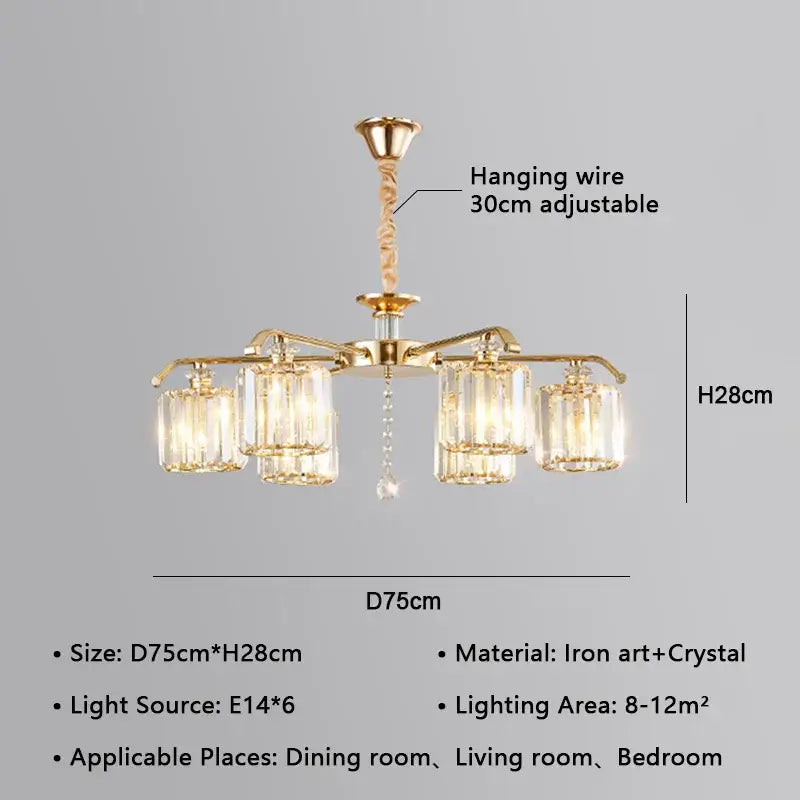 Modern gold crystal lustre chandelier dining room luxury lighting