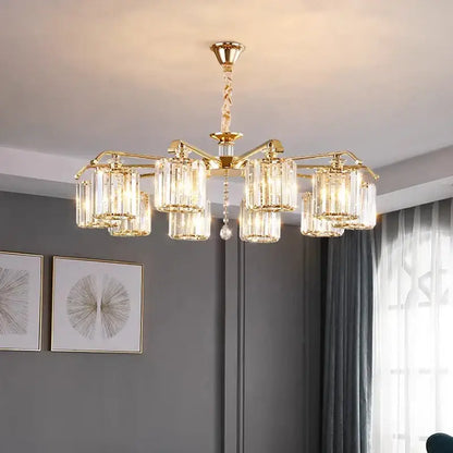 Modern gold crystal lustre chandelier dining room luxury lighting