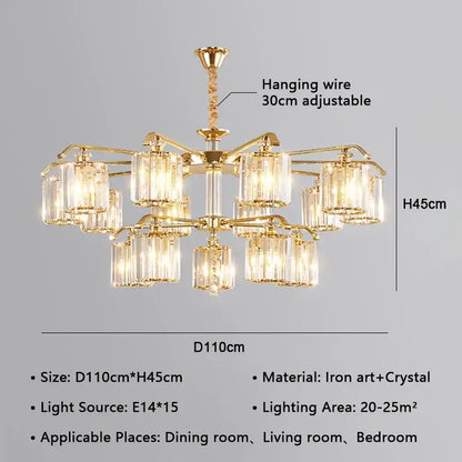 Modern gold crystal lustre chandelier dining room luxury lighting