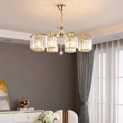 Modern gold crystal lustre chandelier dining room luxury lighting