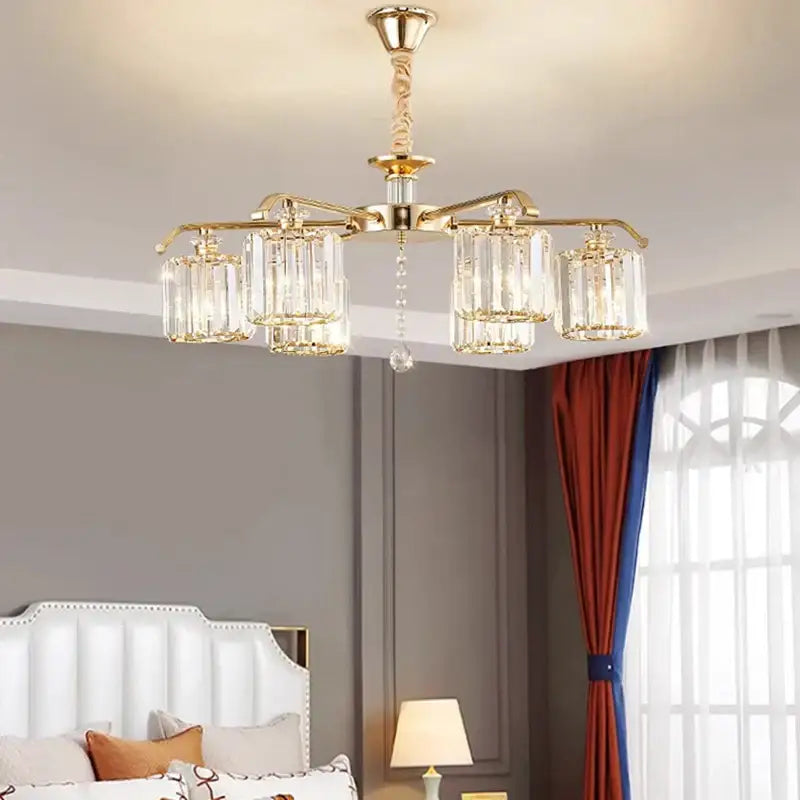 Modern gold crystal lustre chandelier dining room luxury lighting
