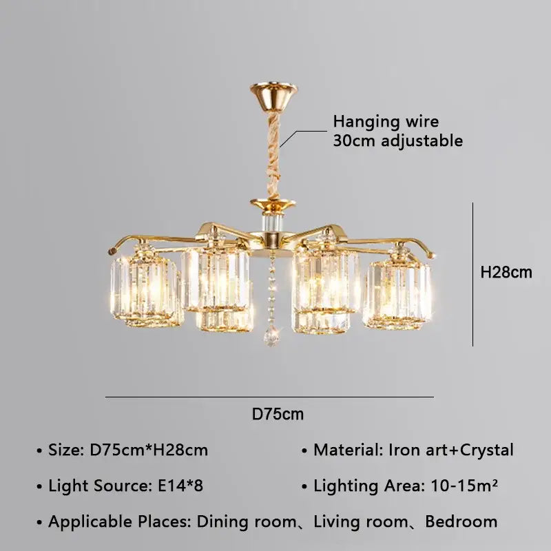 Modern gold crystal lustre chandelier dining room luxury lighting