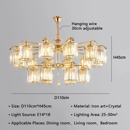 Modern gold crystal lustre chandelier dining room luxury lighting