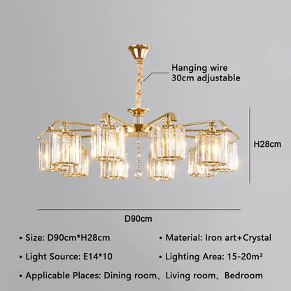 Modern gold crystal lustre chandelier dining room luxury lighting