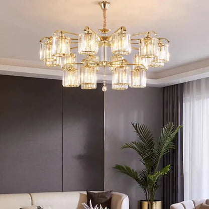 Modern gold crystal lustre chandelier dining room luxury lighting