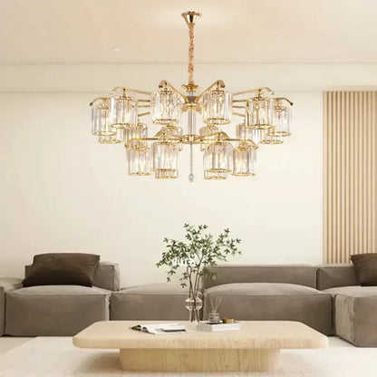 Modern gold crystal lustre chandelier dining room luxury lighting