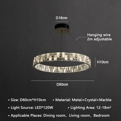 Modern crystal lustre circle chandelier dining room pendant light