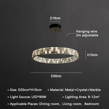 Modern crystal lustre circle chandelier dining room pendant light