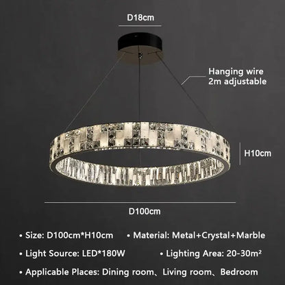 Modern crystal lustre circle chandelier dining room pendant light