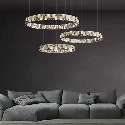 Modern crystal lustre circle chandelier dining room pendant light