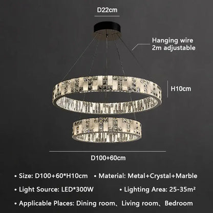 Modern crystal lustre circle chandelier dining room pendant light