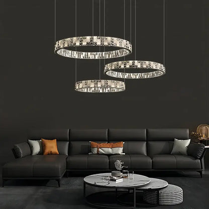 Modern crystal lustre circle chandelier dining room pendant light