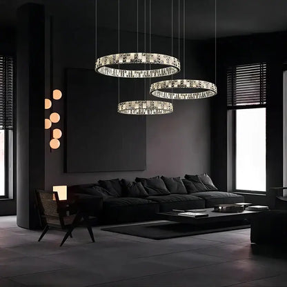 Modern crystal lustre circle chandelier dining room pendant light