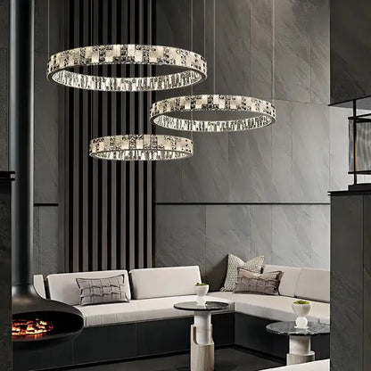 Modern crystal lustre circle chandelier dining room pendant light