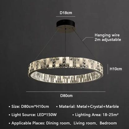 Modern crystal lustre circle chandelier dining room pendant light