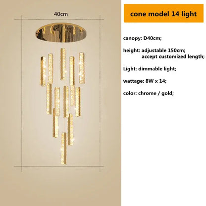 Modern gold crystal lustre pendant lights for dining room dimmable