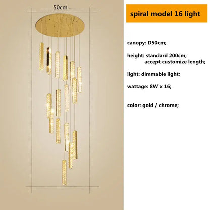 Modern gold crystal lustre pendant lights for dining room dimmable