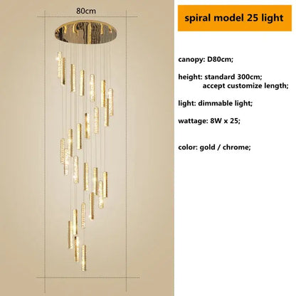 Modern gold crystal lustre pendant lights for dining room dimmable