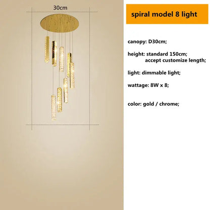 Modern gold crystal lustre pendant lights for dining room dimmable