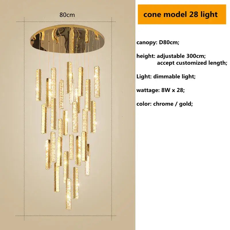 Modern gold crystal lustre pendant lights for dining room dimmable
