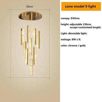 Modern gold crystal lustre pendant lights for dining room dimmable