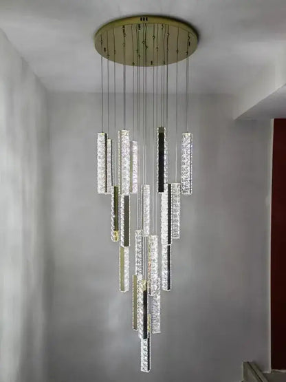Modern gold crystal lustre pendant lights for dining room dimmable