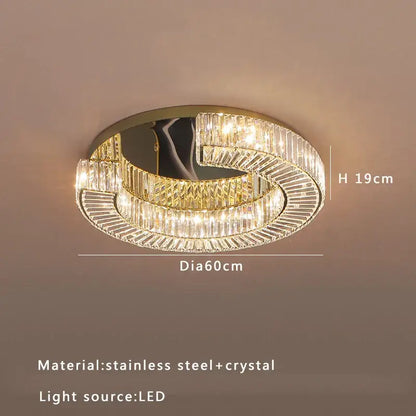 Modern gold led ceiling lamp dining room crystal luxe chandelier