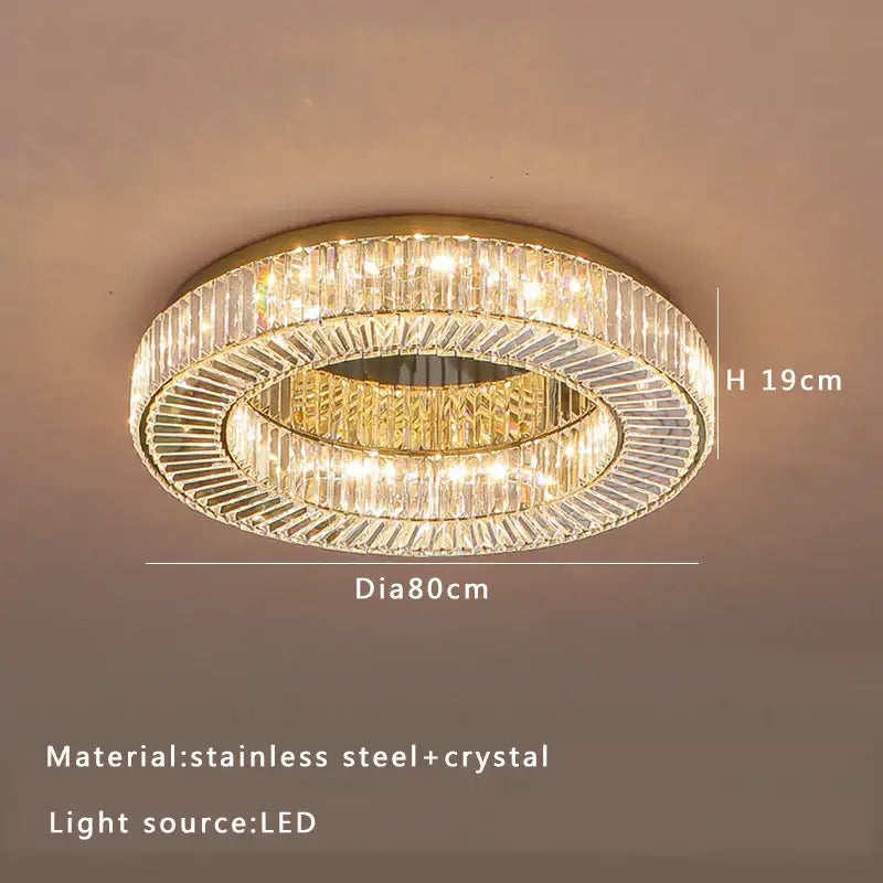 Modern gold led ceiling lamp dining room crystal luxe chandelier
