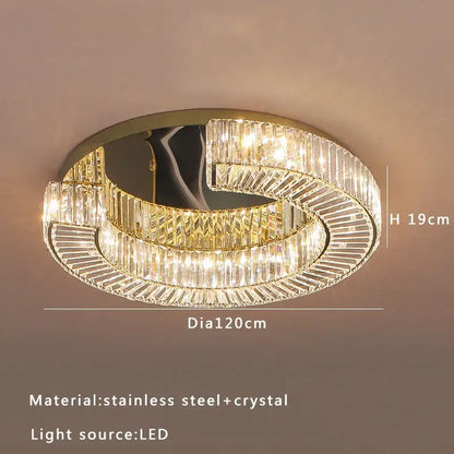Modern gold led ceiling lamp dining room crystal luxe chandelier