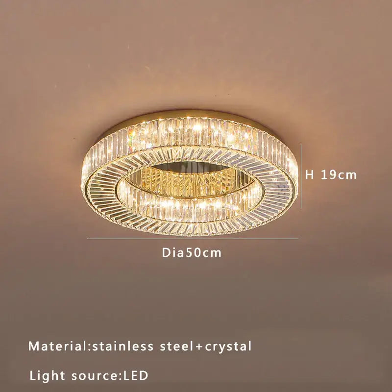 Modern gold led ceiling lamp dining room crystal luxe chandelier