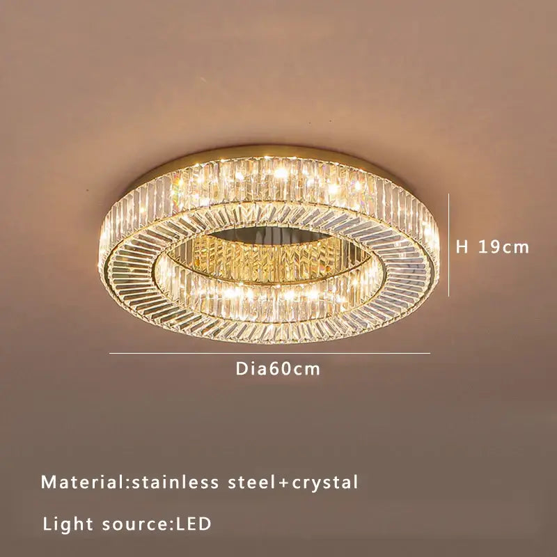 Modern gold led ceiling lamp dining room crystal luxe chandelier