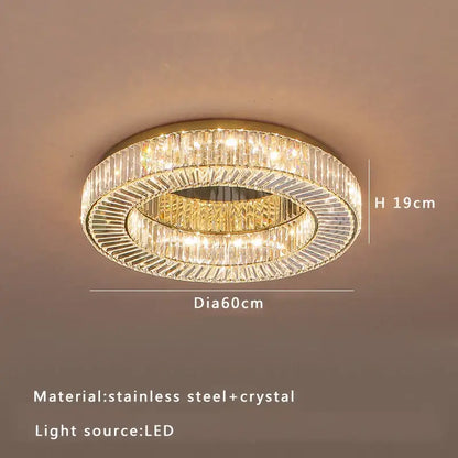 Modern gold led ceiling lamp dining room crystal luxe chandelier