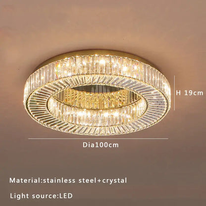Modern gold led ceiling lamp dining room crystal luxe chandelier