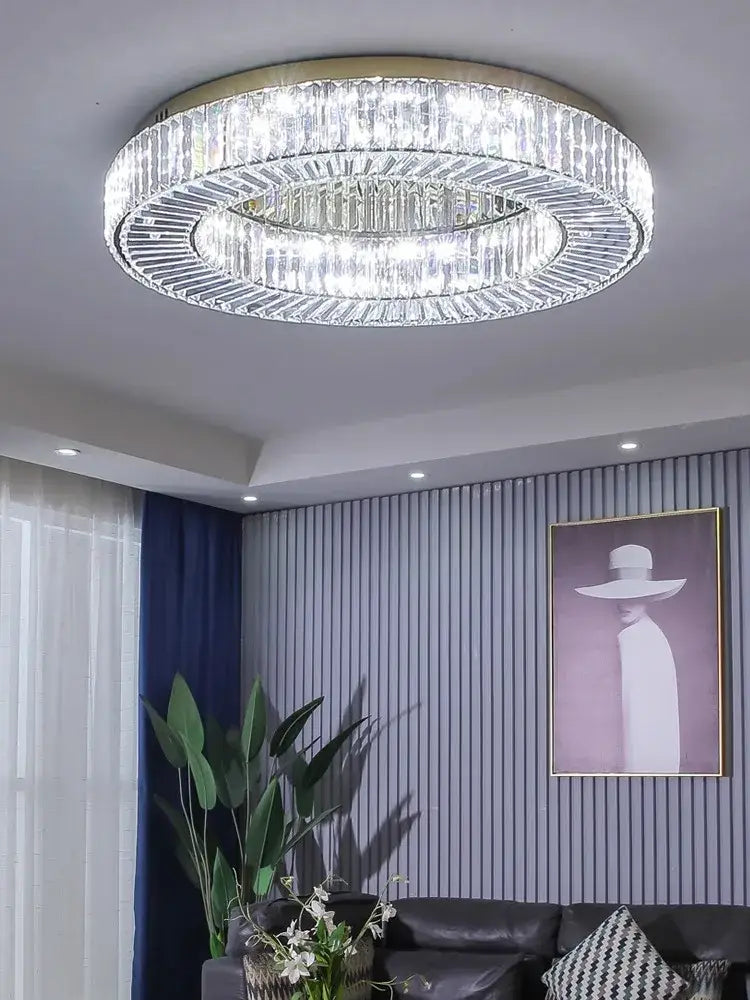 Modern gold led ceiling lamp dining room crystal luxe chandelier