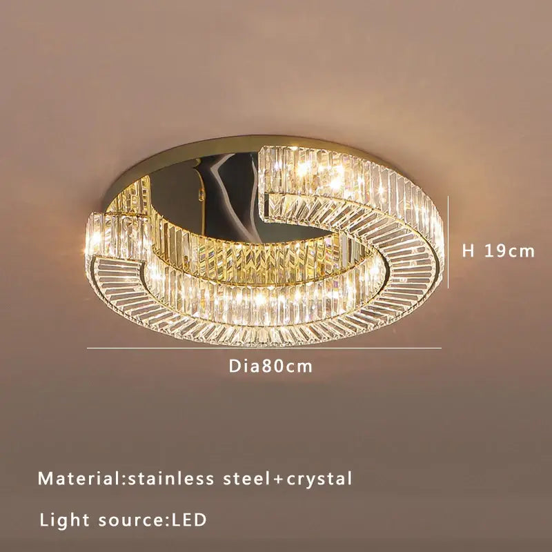 Modern gold led ceiling lamp dining room crystal luxe chandelier